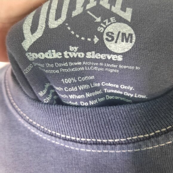 David Bowie Womens Bowie Retro Picture Vintage Style Navy Distressed Shirt - Picture 6 of 10